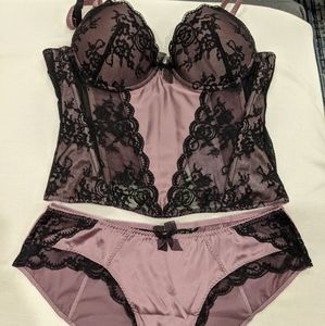 BOGO H&M Stretch Sateen Lace Uplift Bustier Bikini
